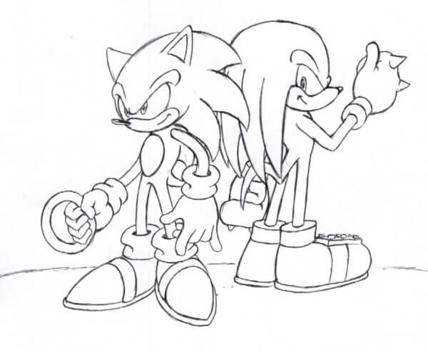 Desenhos de Desenhando Nice Knuckles e Sonic para colorir