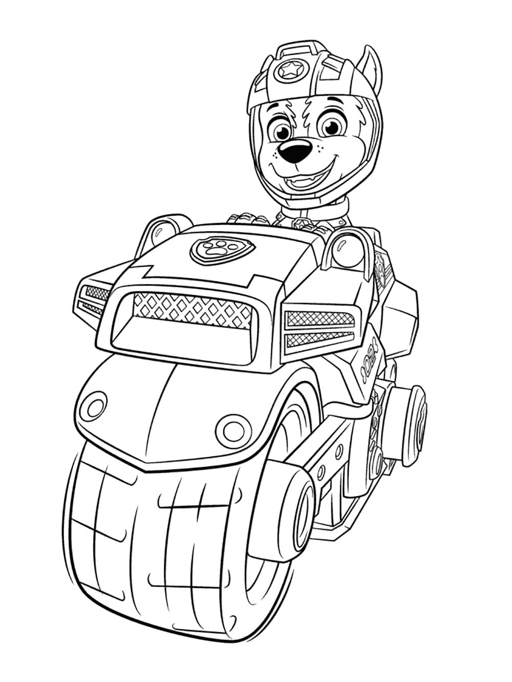 Desenhos de Desenhar Chase em motocicleta para colorir