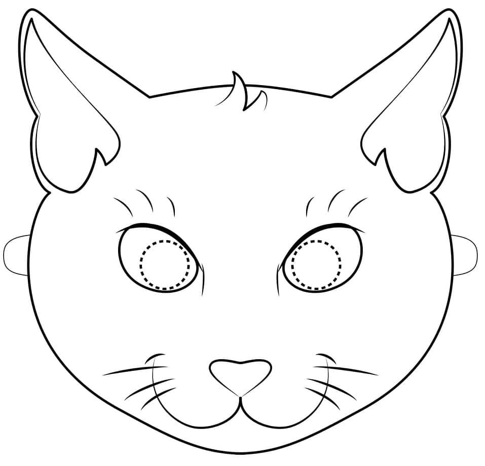 Desenhos de Desenhar Máscara de Halloween Gato para colorir