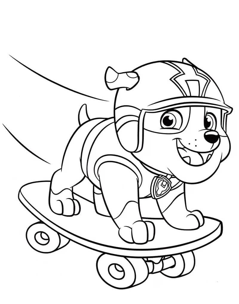 Desenhos de Desenhe Rubble no skate para colorir