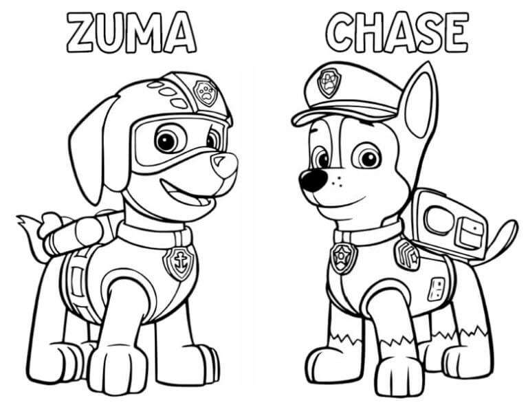 Desenhos de Desenhe Zuma e Chase para colorir