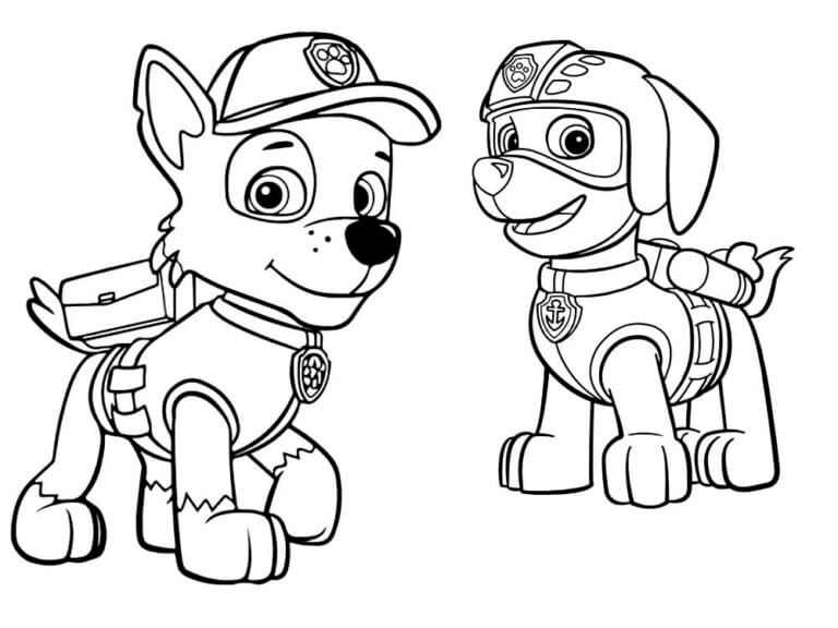 Desenhe Zuma e Rocky para colorir