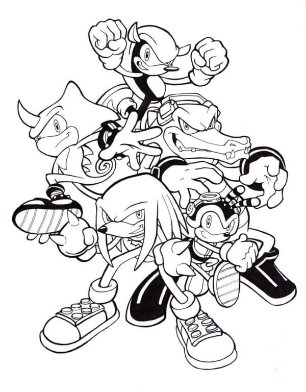 Desenhos de Desenhe grandes Knuckles e amigos para colorir