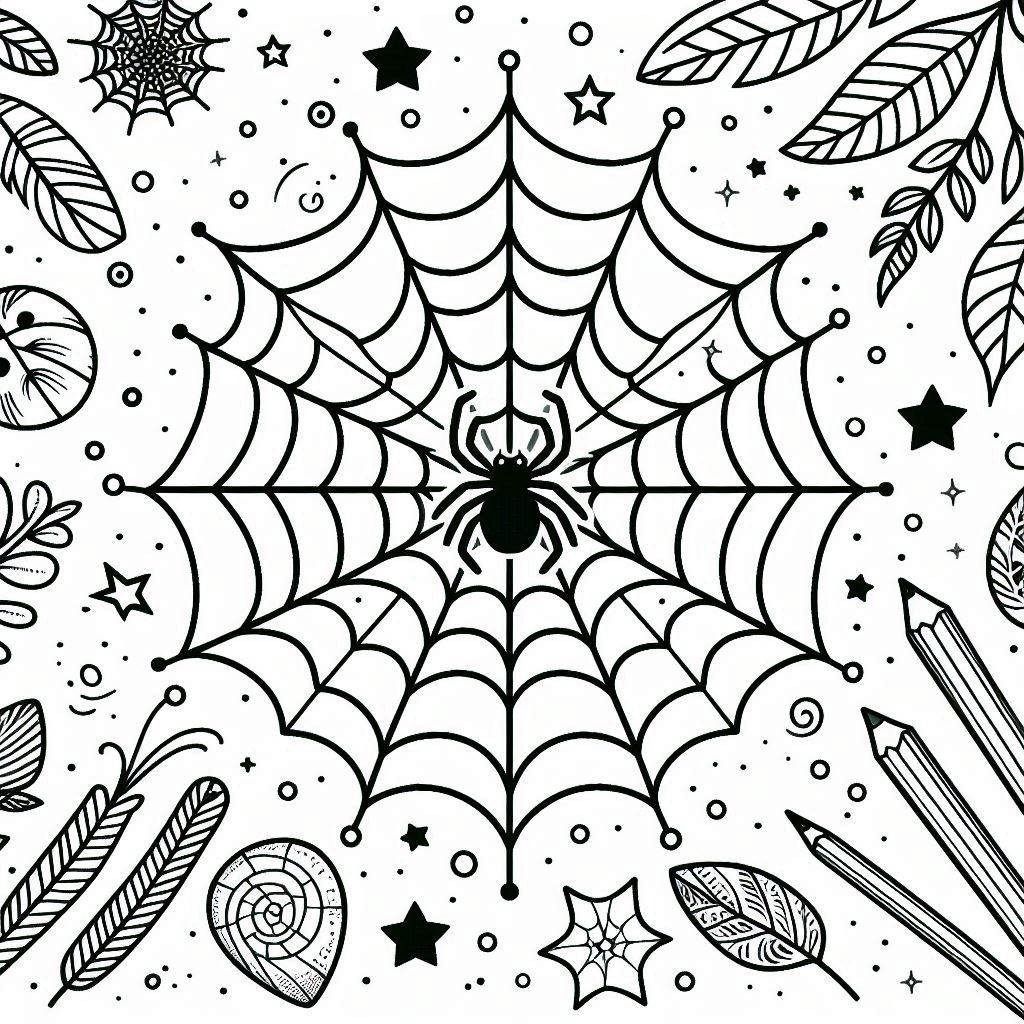 Desenhos de Desenhe uma teia de aranha fácil para colorir