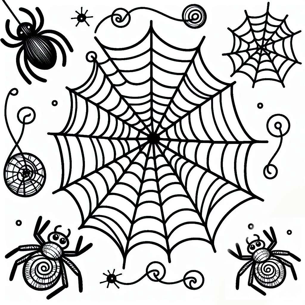 Desenhos de Desenhe uma teia de aranha para colorir