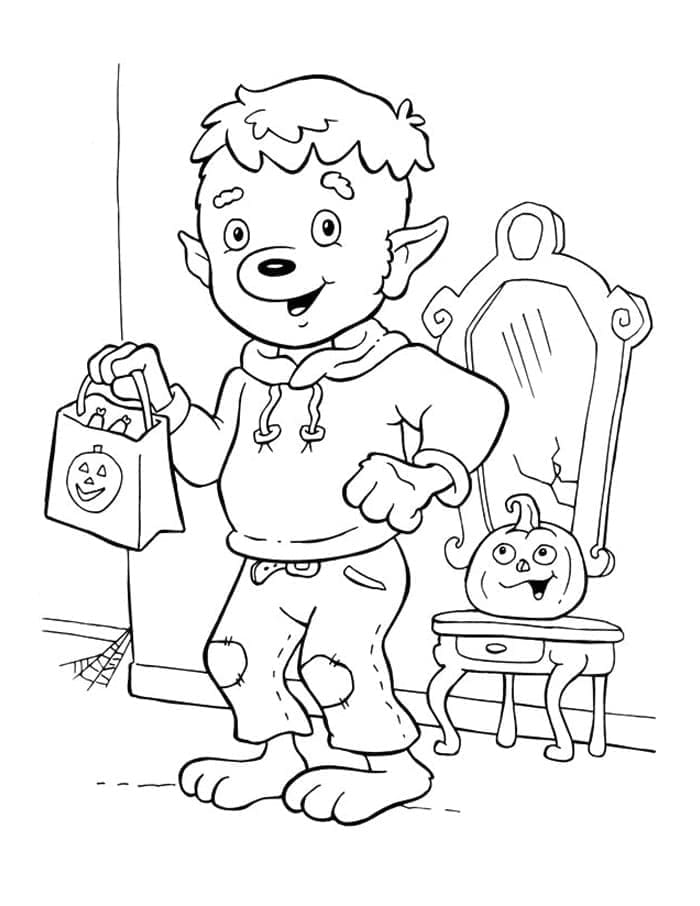 Desenhos de Fato de lobisomem de Halloween para colorir