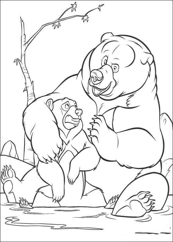 Desenhos de Irmão Urso e sua mãe para colorir