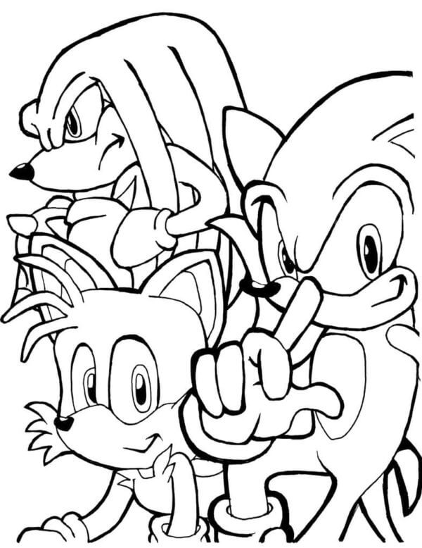 Desenhos de Knuckles e amigos legais para colorir