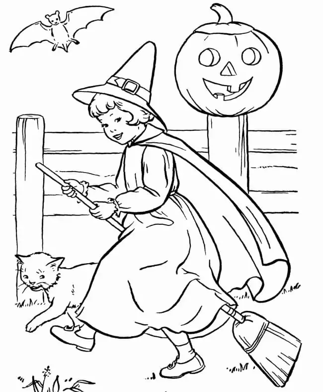 Desenhos de Linda Bruxa Halloween para colorir