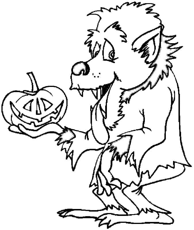 Desenhos de Lobisomem engraçado de Halloween para colorir