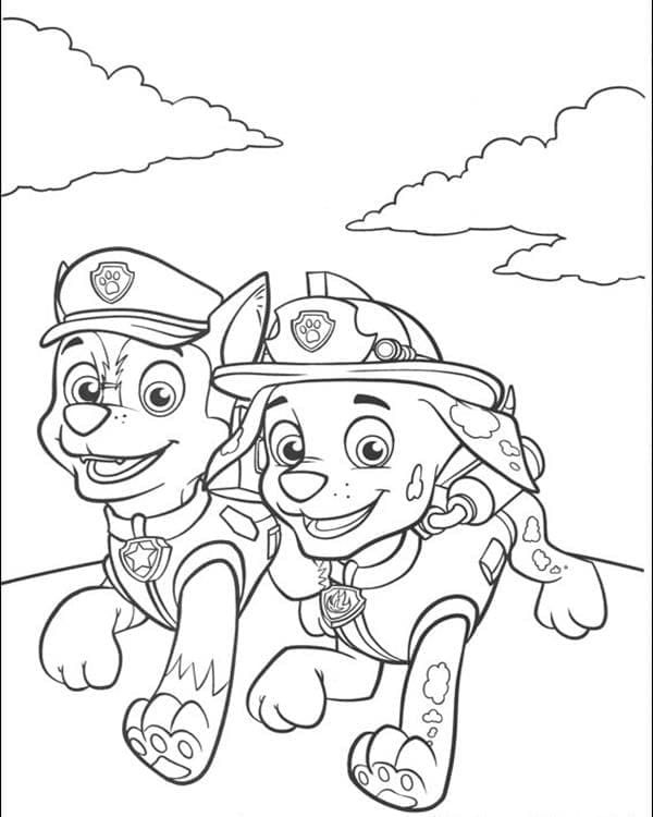 Desenhos de Marshall e Chase Patrulha Canina para colorir