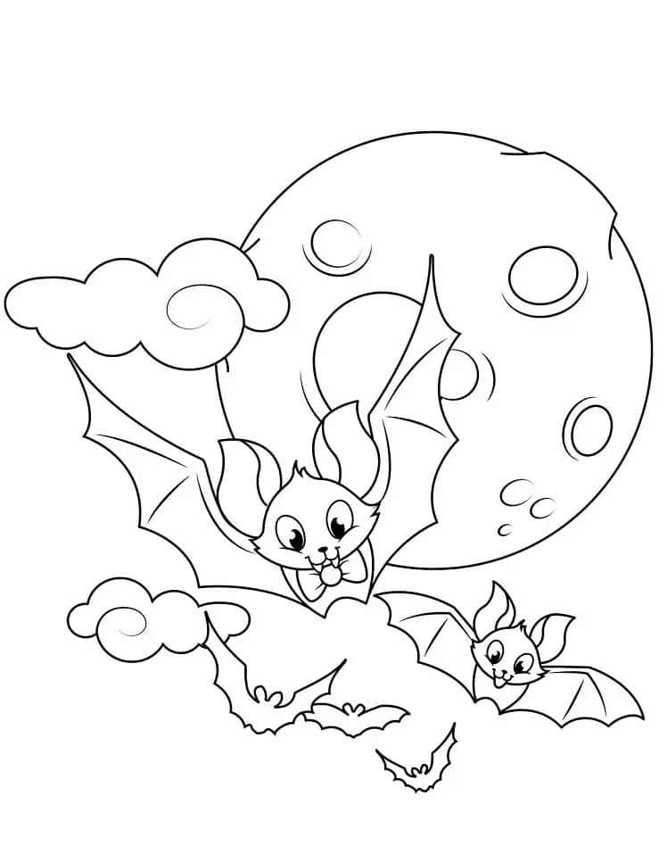 Desenhos de Morcegos fofos de Halloween para colorir