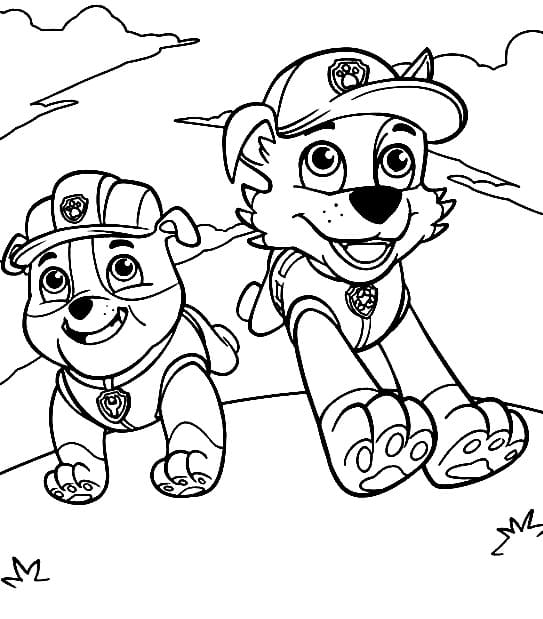 Desenhos de Patrulha Canina Rubble e Rocky para colorir