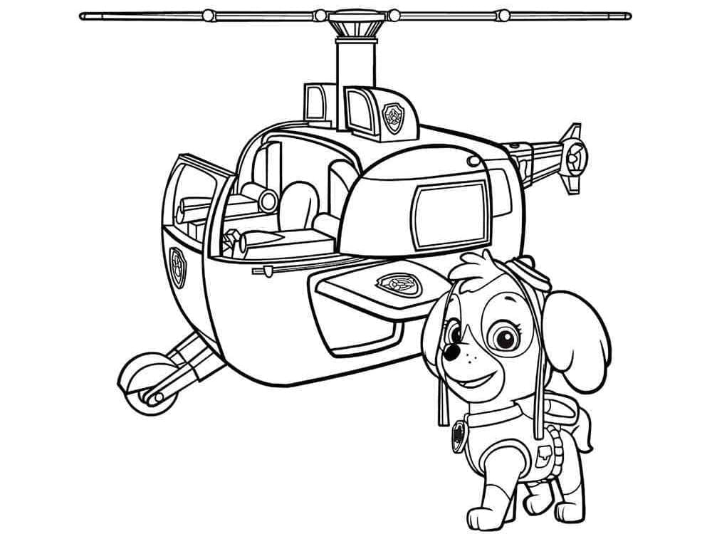 Skye Patrulha Canina e Helicóptero para colorir