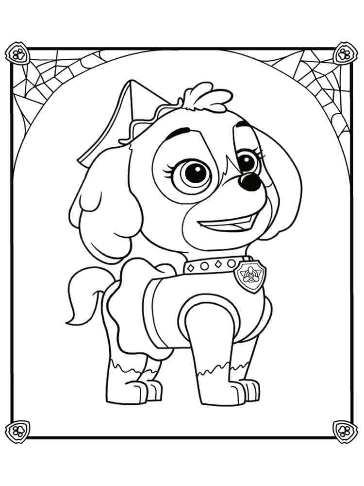 Desenhos de Skye Patrulha Canina no Halloween para colorir