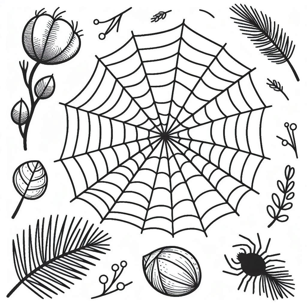 Desenhos de Teia de aranha para impressão para colorir