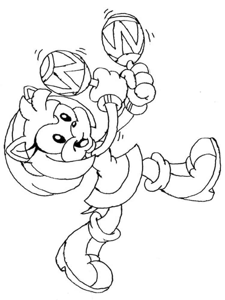 Desenhos de Amy Rose com maracas para colorir