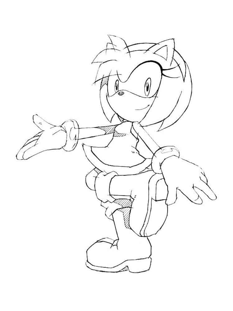 Desenhos de Amy Rose dançando para colorir