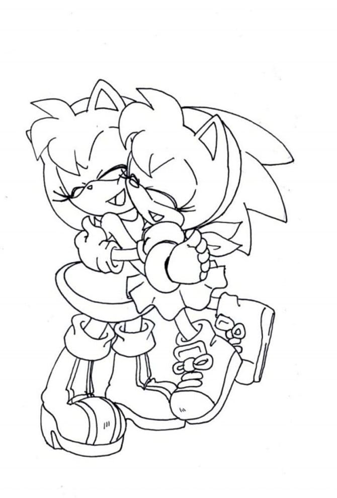 Desenhos de Amy Rose e amiga para colorir