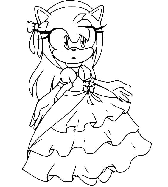 Desenhos de Amy Rose em Vestido para colorir