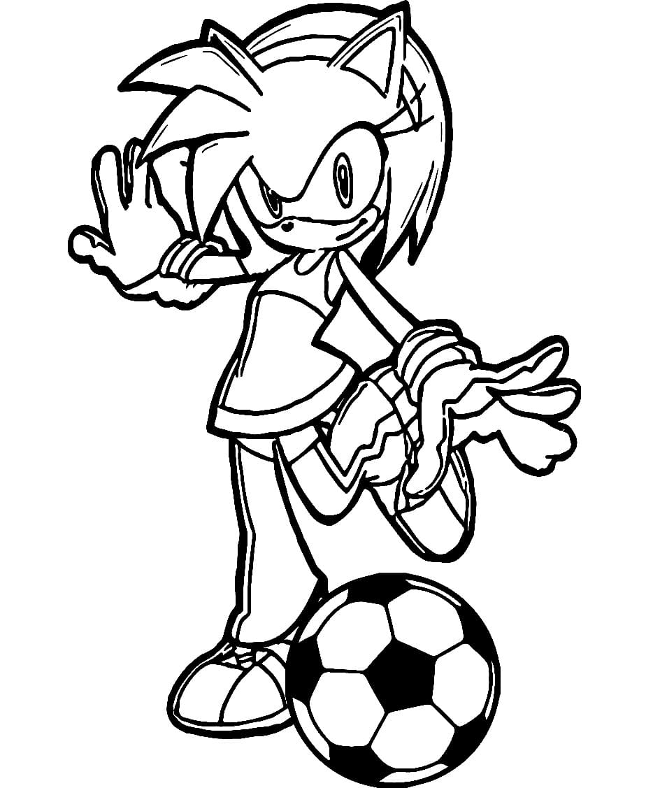 Desenhos de Amy Rose está jogando futebol para colorir