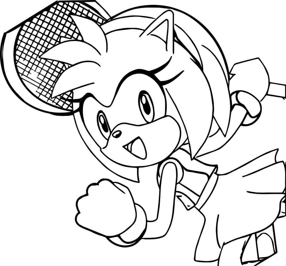 Desenhos de Amy Rose está jogando tênis para colorir