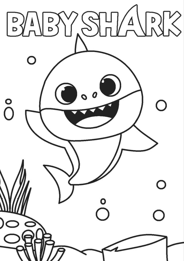 Desenhos de Baby Shark Feliz para colorir