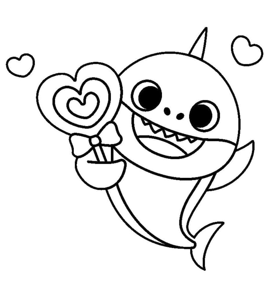 Desenhos de Baby Shark doce para colorir