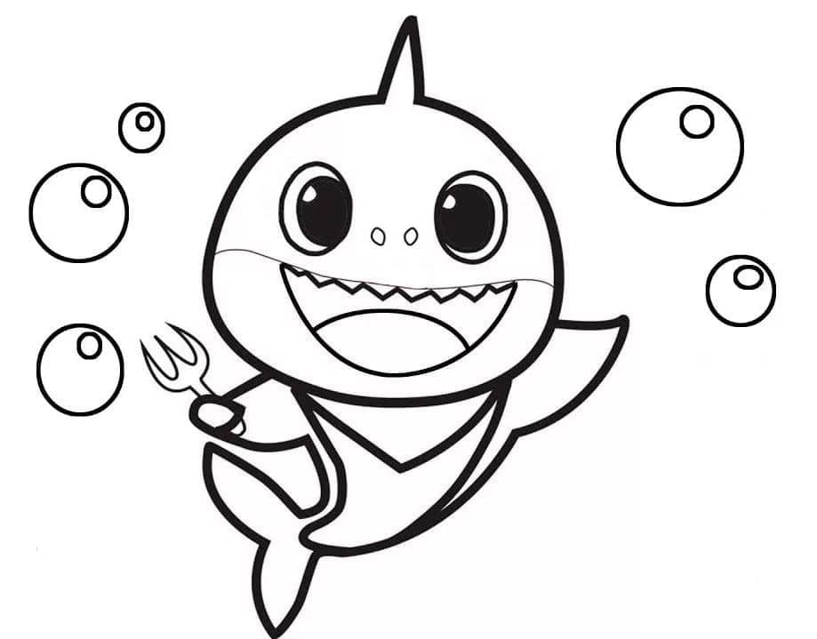 Desenhos de Baby Shark faminto para colorir