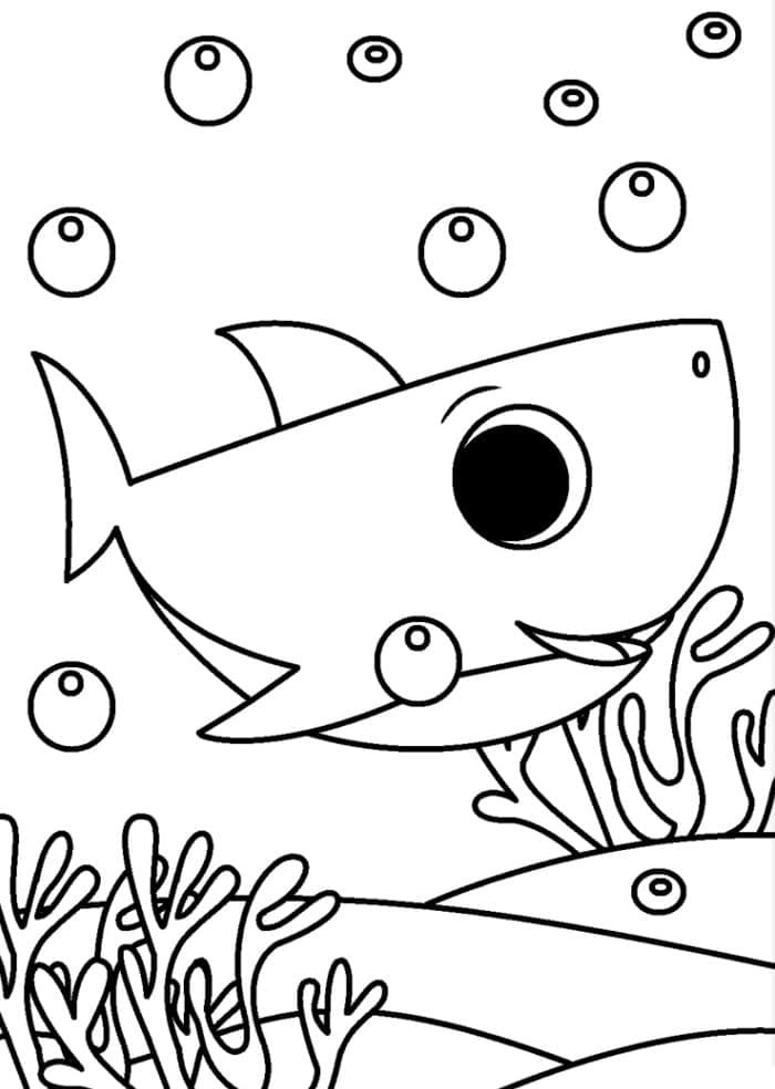 Desenhos de Baby Shark fofo para imprimir para colorir