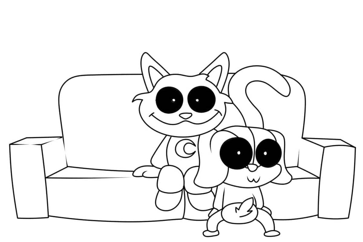 Desenhos de Desenhar Catnap e DogDay para colorir