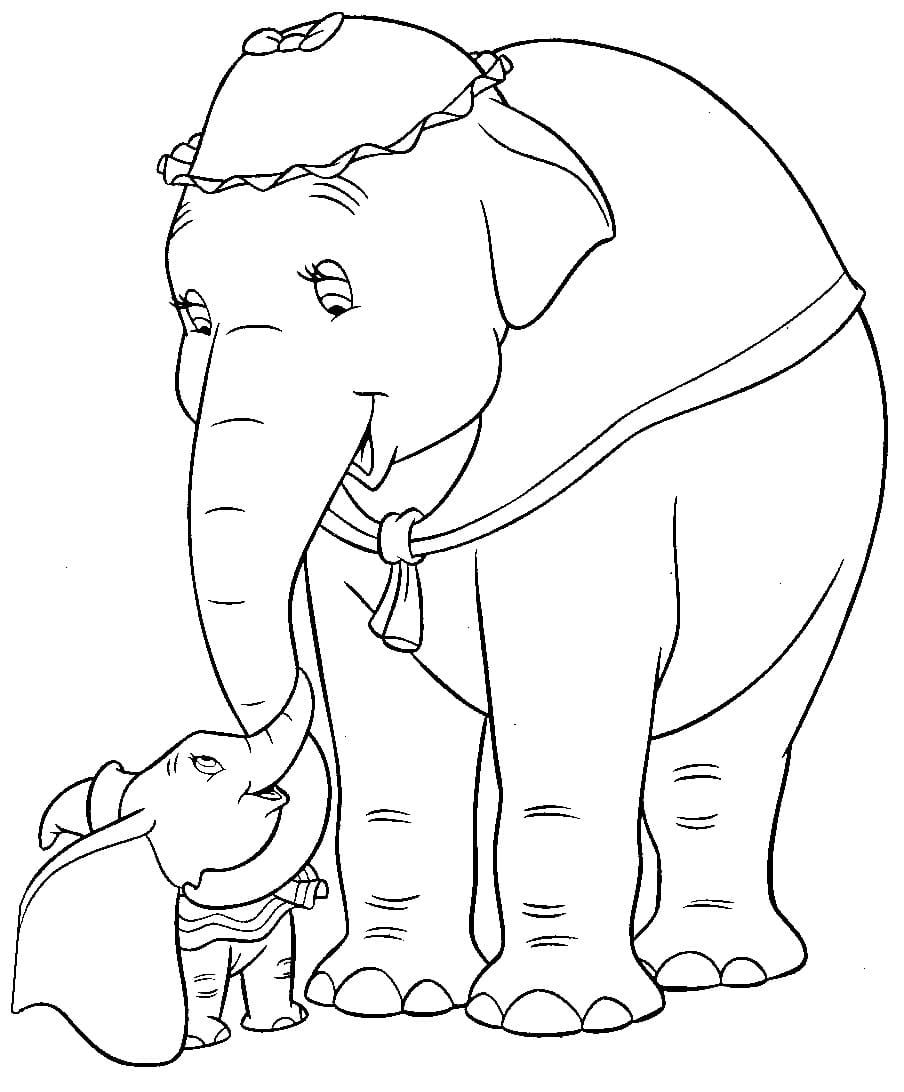 Desenhos de Desenhar Dumbo e Mãe Jumbo para colorir