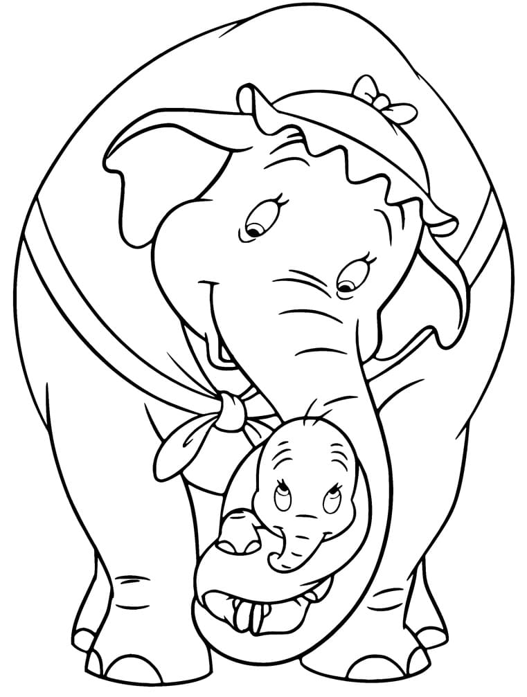 Desenhos de Desenhar Dumbo e Mãe para colorir