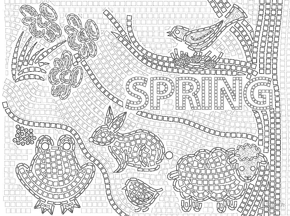 Desenhos de Desenhar Mosaico de Primavera para colorir