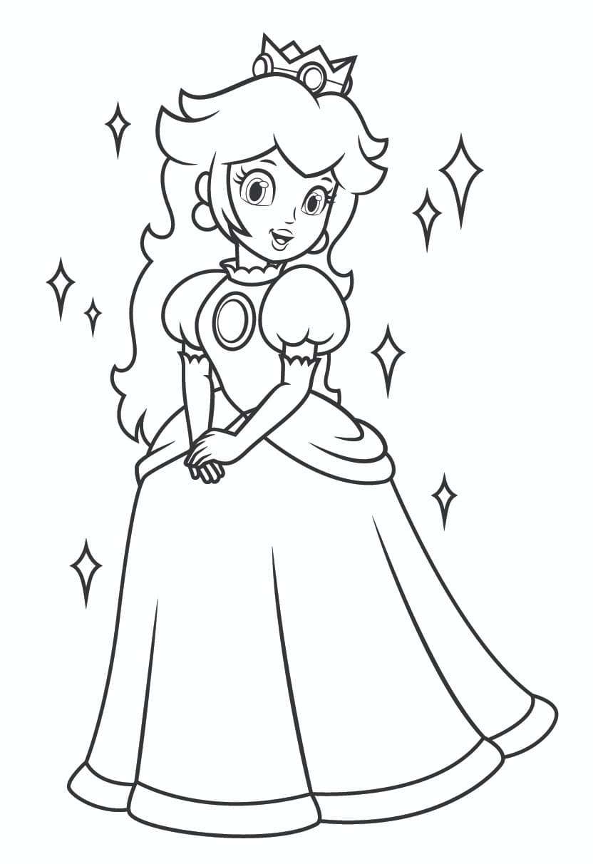 Desenhos de Desenhe Bonito Princesa Peach Livre para colorir