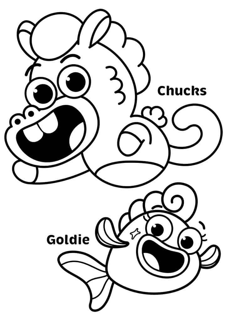 Desenhos de Desenhe Chunks e Goldie do Baby Shark para colorir