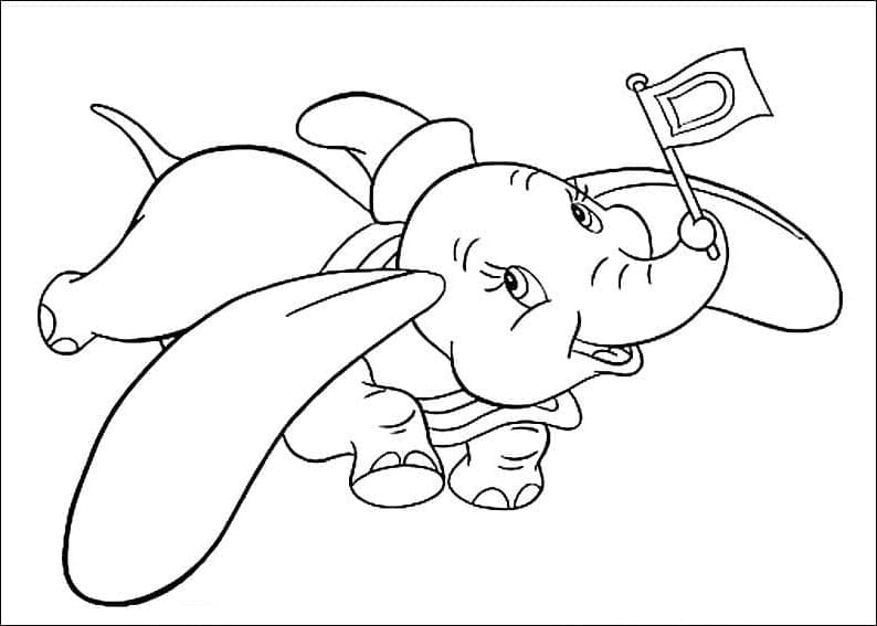 Desenhos de Desenhe Dumbo e uma bandeira para colorir