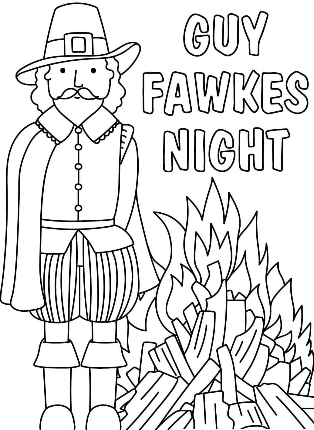 Desenhos de Desenhe Guy Fawkes e a Fogueira para colorir