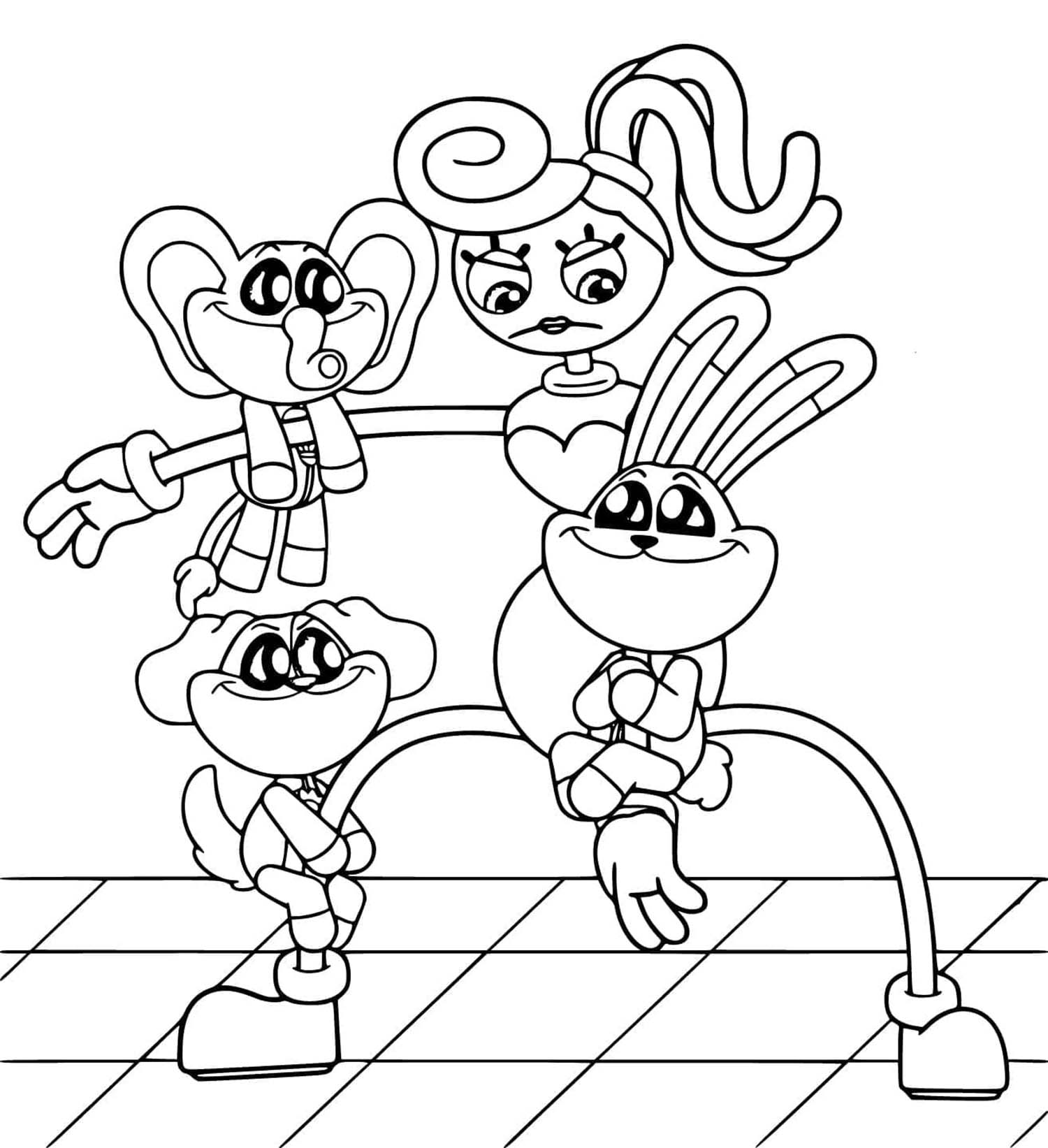 Desenhos de Desenhe Long Legs Mamãe e Smiling Critters para colorir