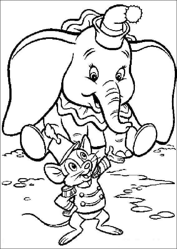 Desenhos de Desenhe Timothy e Dumbo para colorir