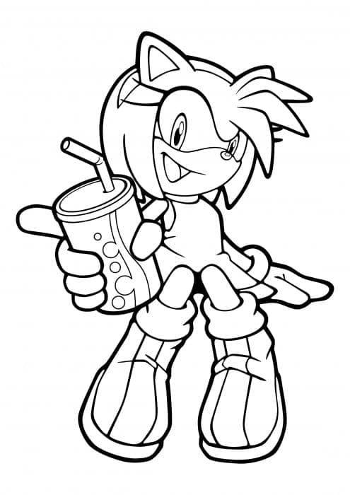 Desenhos de Desenhe a Amy Rose feliz para colorir