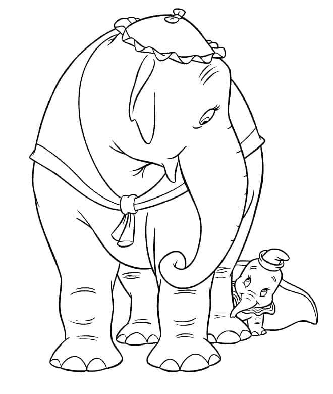 Desenhos de Desenhe a Sra. Jumbo e Dumbo para colorir