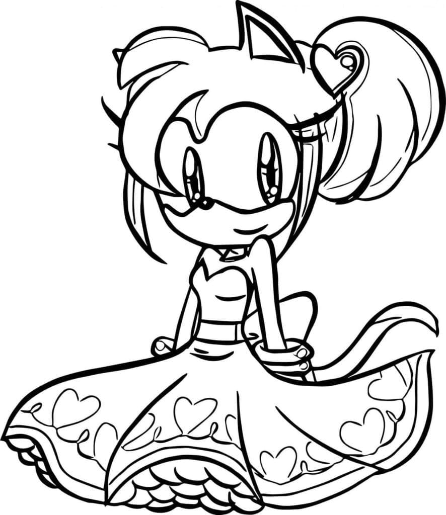 Desenhos de Desenhe a adorável Amy Rose para colorir