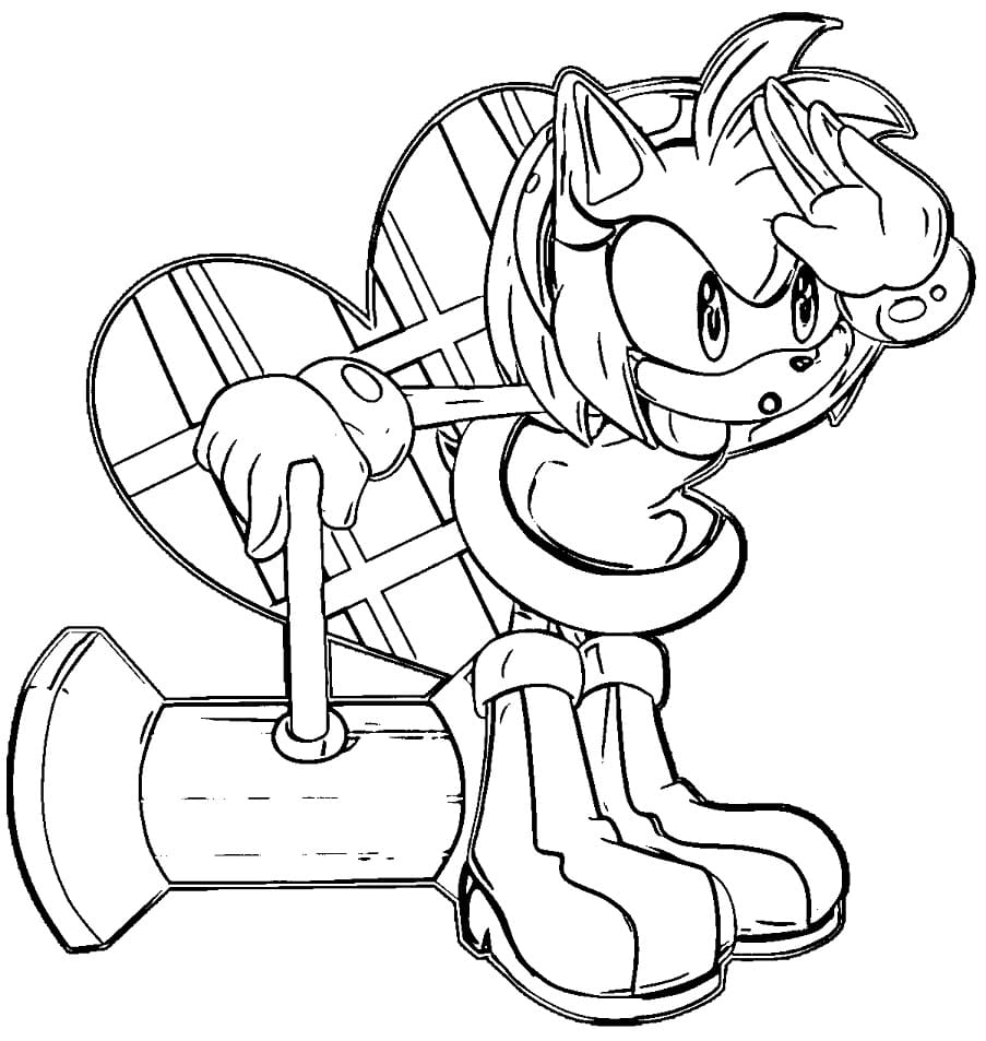 Desenhos de Desenhe a curiosa Amy Rose para colorir