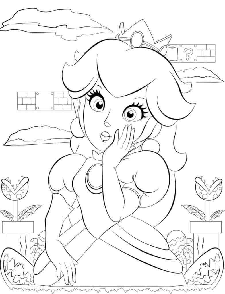 Desenhos de Desenhe a linda princesa Peach para colorir