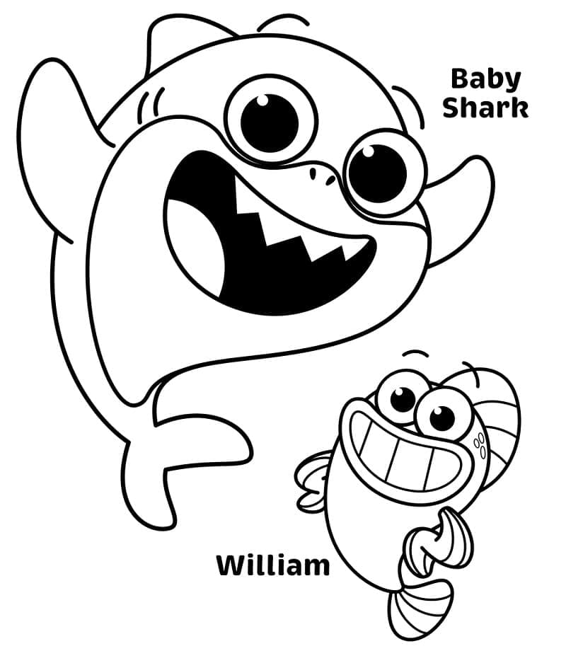 Desenhos de Desenhe o Baby Shark e o William para colorir