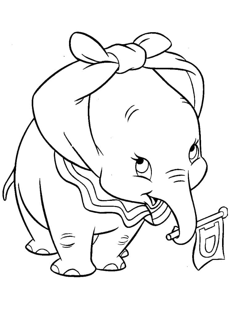 Desenhos de Desenhe pequeno Dumbo fofo para colorir