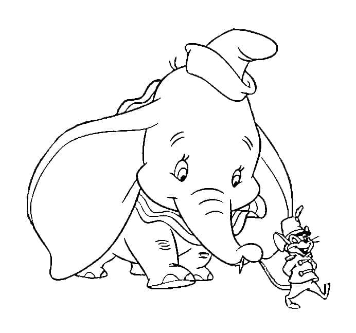 Desenhos de Desenhe rato Timothy e Dumbo para colorir