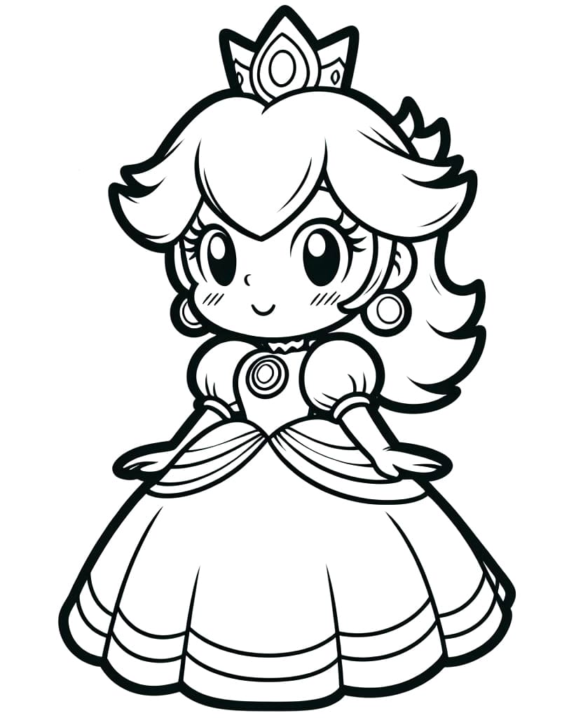 Desenhos de Desenhe uma linda princesa Peach para imprimir para colorir