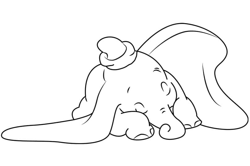 Desenhos de Dumbo a dormir para colorir